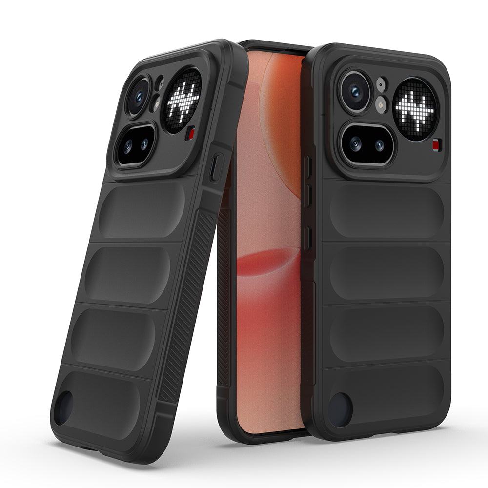Nothing Phone 4A Pro Kılıf Esnek TPU Oyuklu Arka Yüzey Tasarımlı Etnik Silikon Kapak Siyah