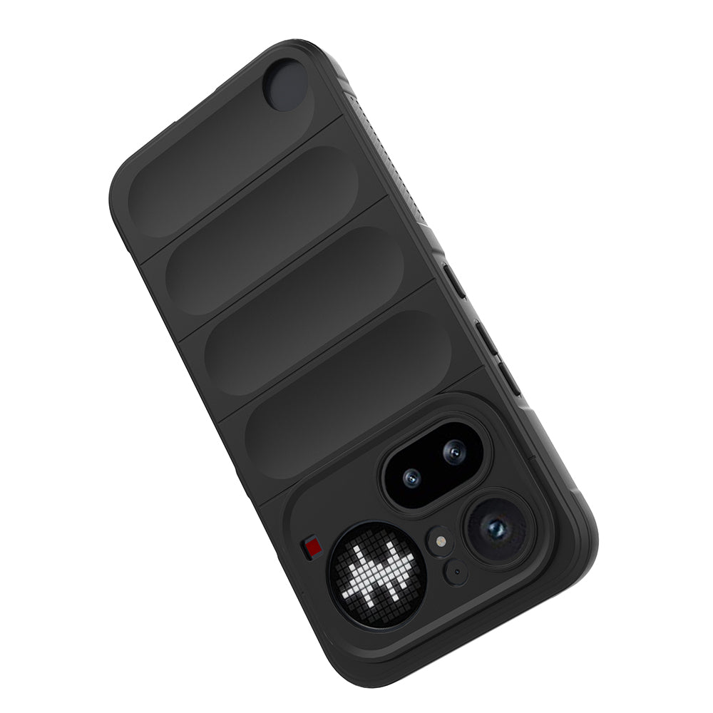 Nothing Phone 4A Pro Kılıf Esnek TPU Oyuklu Arka Yüzey Tasarımlı Etnik Silikon Kapak Siyah