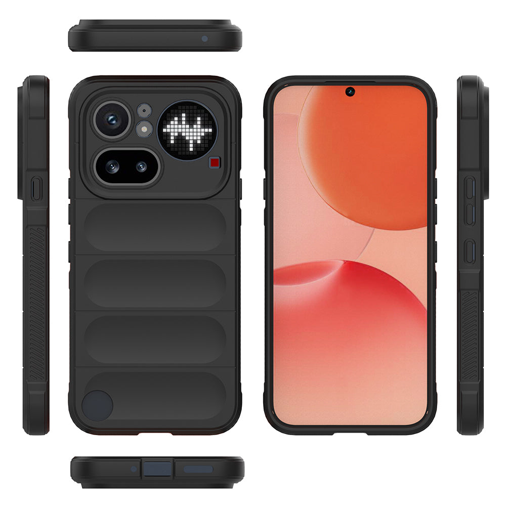 Nothing Phone 4A Pro Kılıf Esnek TPU Oyuklu Arka Yüzey Tasarımlı Etnik Silikon Kapak Siyah