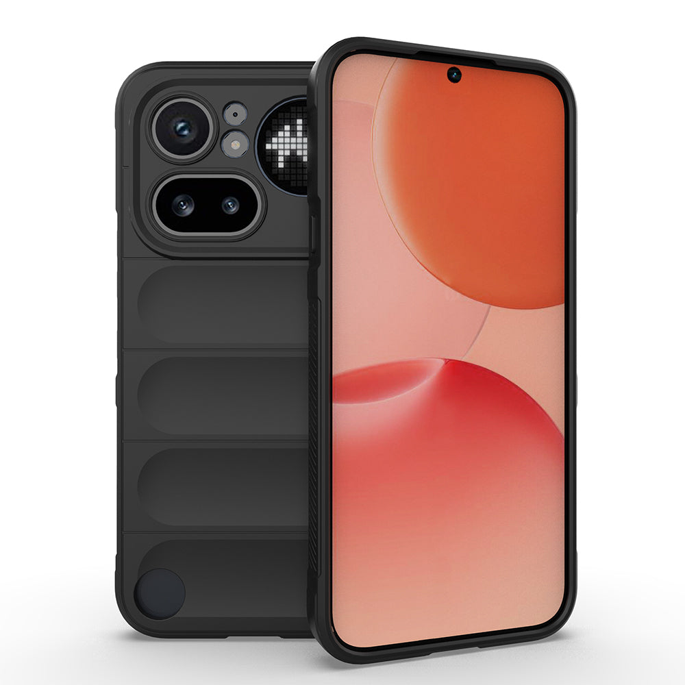 Nothing Phone 4A Pro Kılıf Esnek TPU Oyuklu Arka Yüzey Tasarımlı Etnik Silikon Kapak Siyah