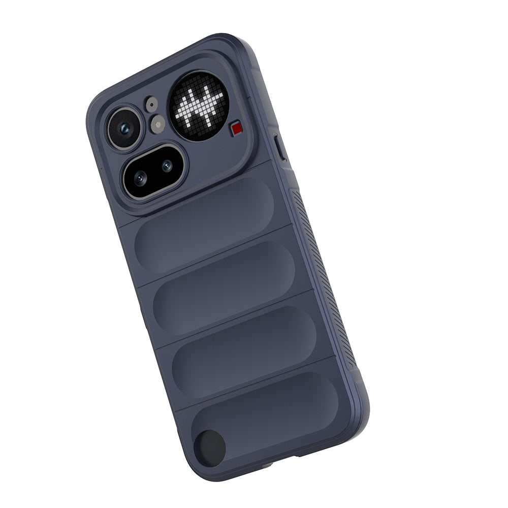 Nothing Phone 4A Pro Kılıf Esnek TPU Oyuklu Arka Yüzey Tasarımlı Etnik Silikon Kapak Lacivert