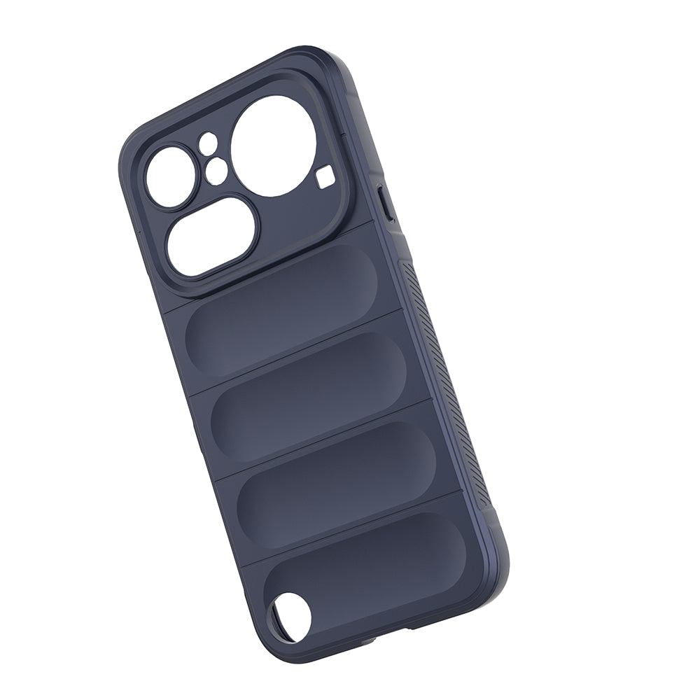 Nothing Phone 4A Pro Kılıf Esnek TPU Oyuklu Arka Yüzey Tasarımlı Etnik Silikon Kapak Lacivert