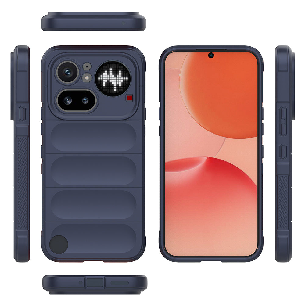 Nothing Phone 4A Pro Kılıf Esnek TPU Oyuklu Arka Yüzey Tasarımlı Etnik Silikon Kapak Lacivert