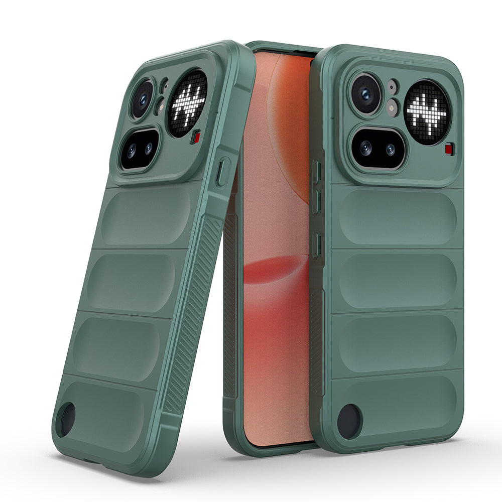 Nothing Phone 4A Pro Kılıf Esnek TPU Oyuklu Arka Yüzey Tasarımlı Etnik Silikon Kapak Koyu Yeşil
