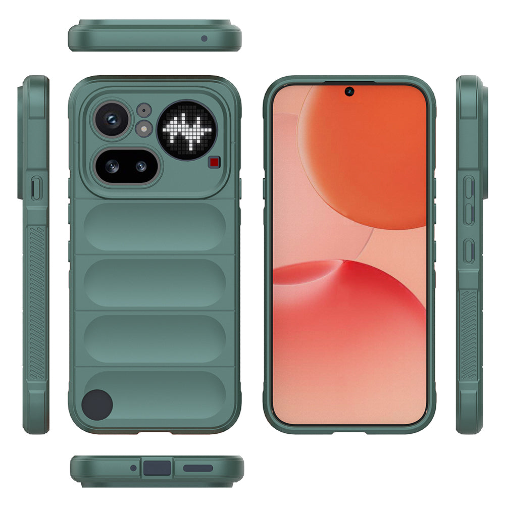 Nothing Phone 4A Pro Kılıf Esnek TPU Oyuklu Arka Yüzey Tasarımlı Etnik Silikon Kapak Koyu Yeşil