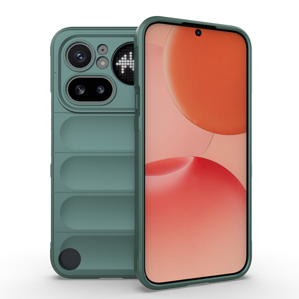 Nothing Phone 4A Pro Kılıf Esnek TPU Oyuklu Arka Yüzey Tasarımlı Etnik Silikon Kapak Koyu Yeşil