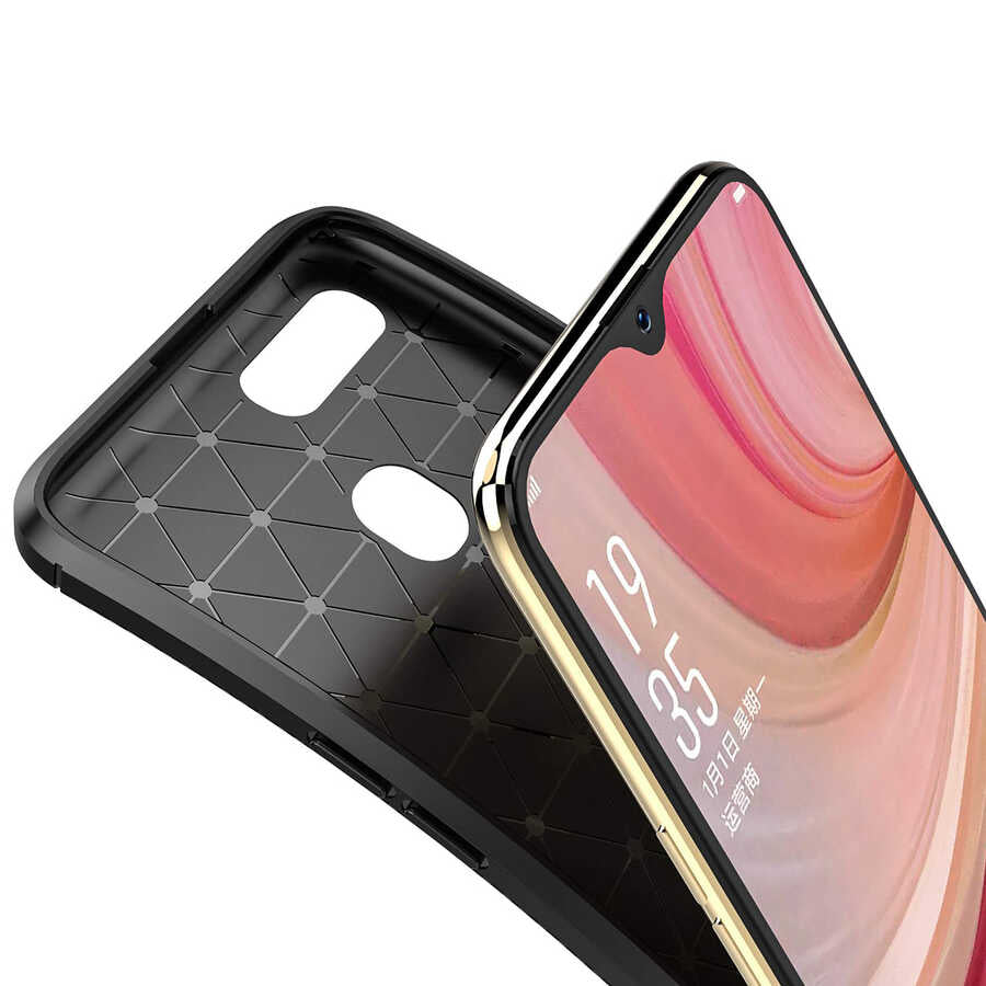 Oppo A12 Kılıf Zore Negro Silikon Kapak Kahverengi
