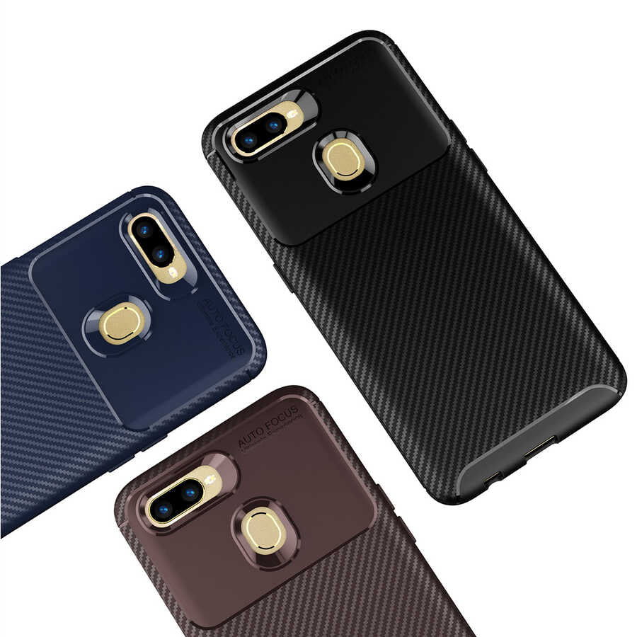 Oppo A12 Kılıf Zore Negro Silikon Kapak Kahverengi
