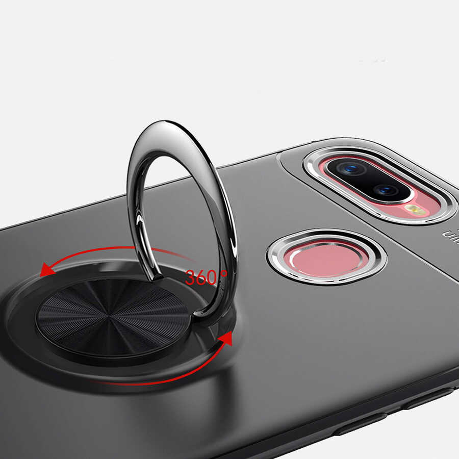Oppo A12 Kılıf Zore Ravel Silikon Kapak Siyah-Kırmızı