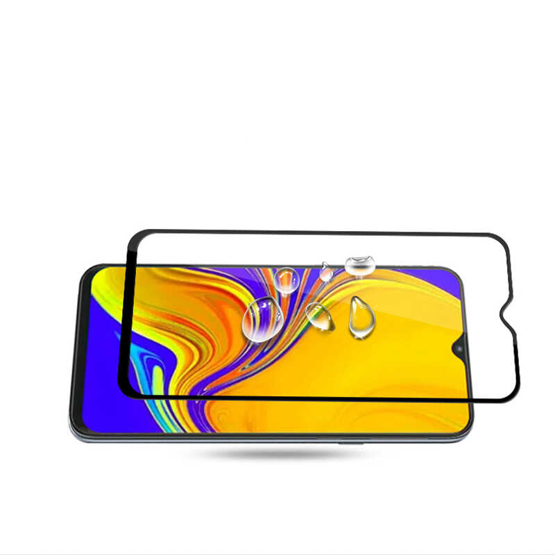 Oppo A12 Zore Kenarları Kırılmaya Dayanıklı Cam Ekran Koruyucu Siyah