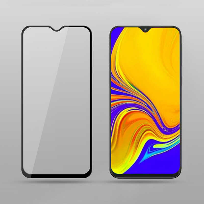Oppo A12 Zore Kenarları Kırılmaya Dayanıklı Cam Ekran Koruyucu Siyah