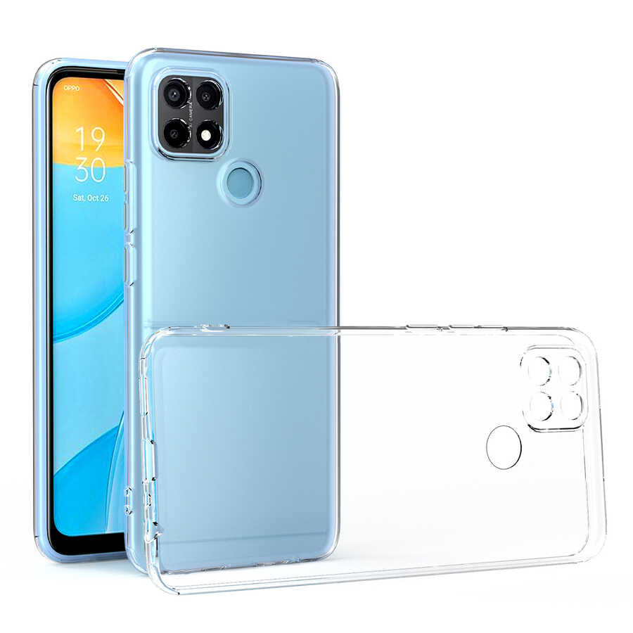 Oppo A15 Kılıf Zore Kamera Korumalı Süper Silikon Kapak Renksiz