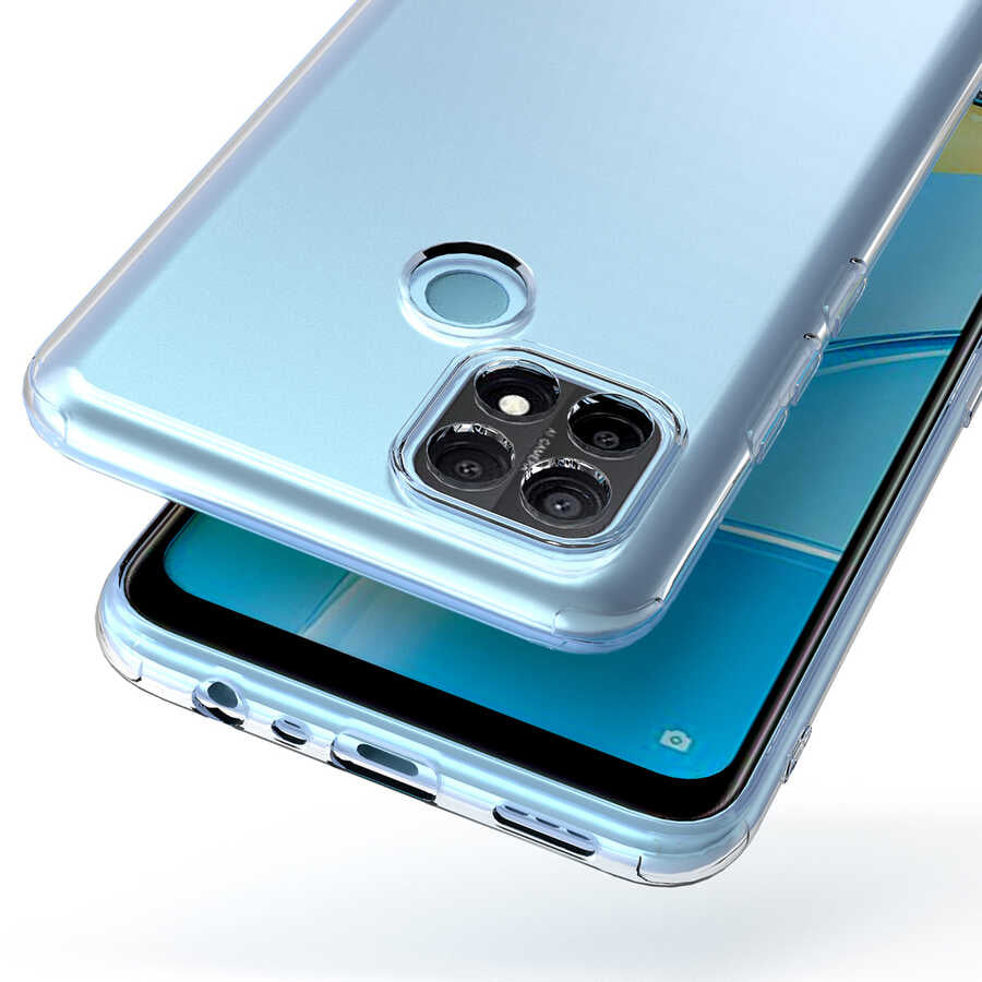Oppo A15 Kılıf Zore Kamera Korumalı Süper Silikon Kapak Renksiz