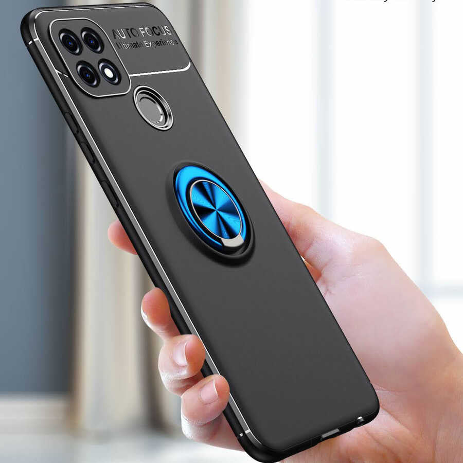 Oppo A15 Kılıf Zore Ravel Silikon Kapak Siyah-Rose Gold