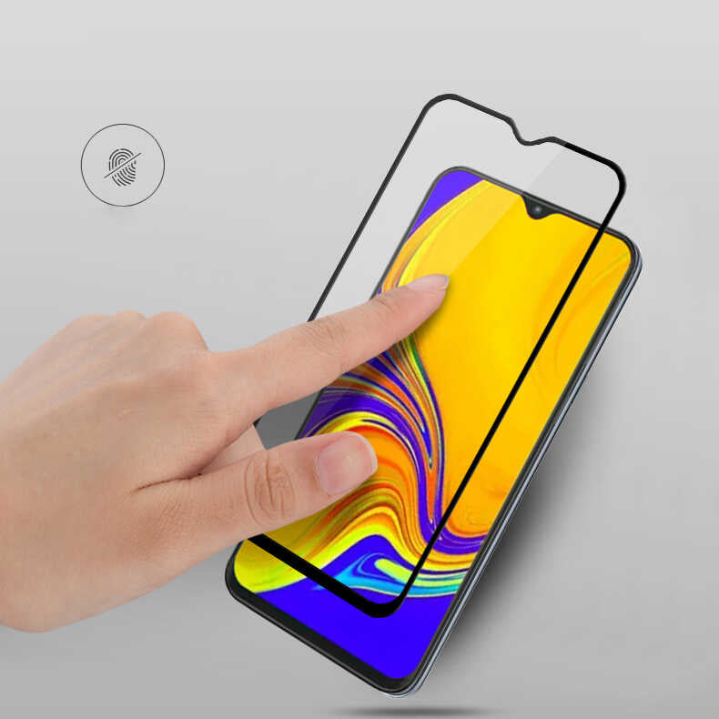 Oppo A15 Zore Kenarları Kırılmaya Dayanıklı Cam Ekran Koruyucu Siyah