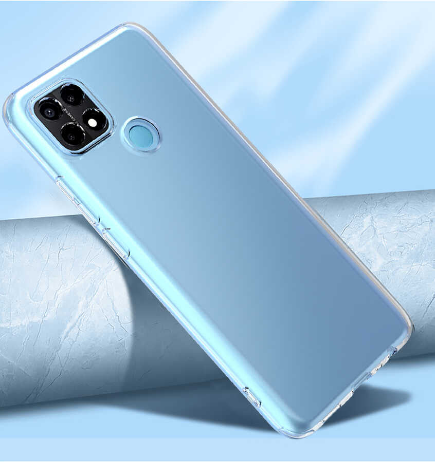 Oppo A15S Kılıf Zore Kamera Korumalı Süper Silikon Kapak Renksiz