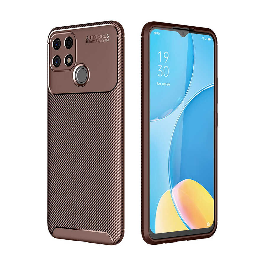 Oppo A15S Kılıf Zore Negro Silikon Kapak Kahverengi