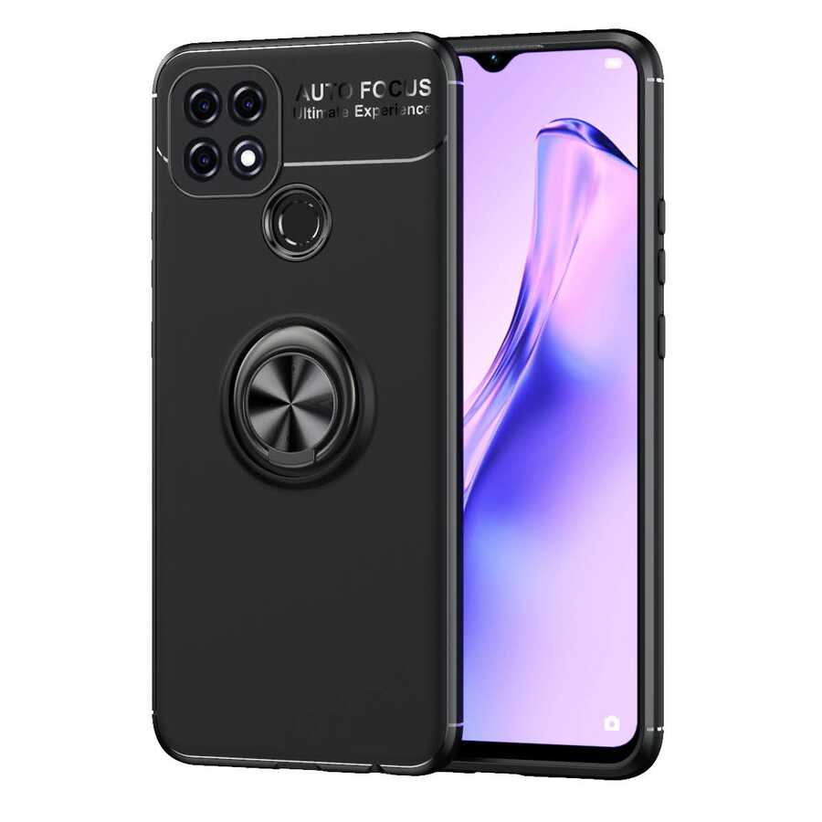 Oppo A15S Kılıf Zore Ravel Silikon Kapak Siyah