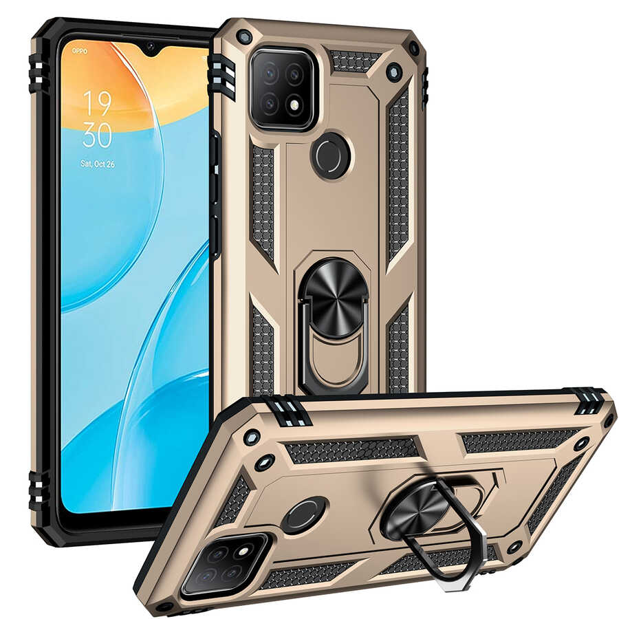 Oppo A15S Kılıf Zore Vega Kapak Gold