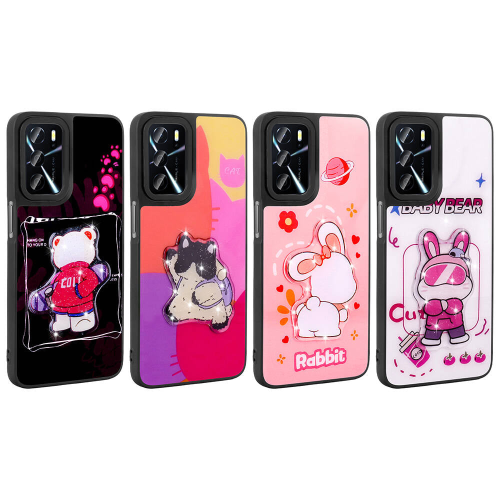 Oppo A16 Case Shining Embossed Zore Amas Silicone Cover with Iconic Figure Mor