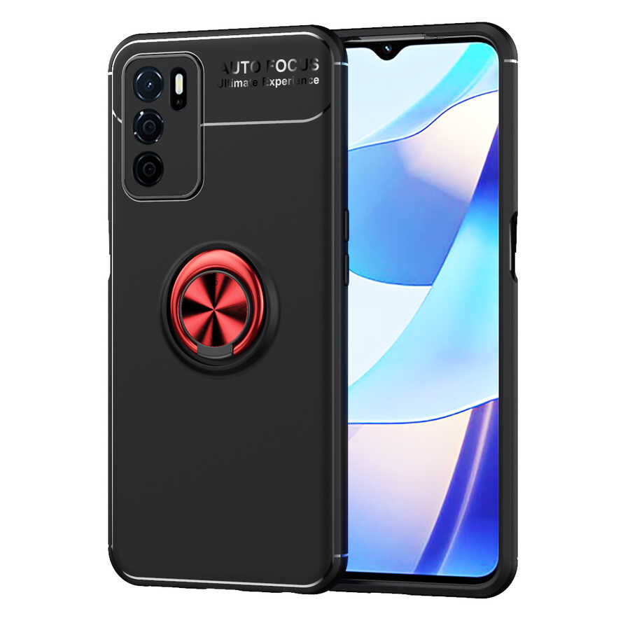 Oppo A16 Kılıf Zore Ravel Silikon Kapak Siyah-Mavi