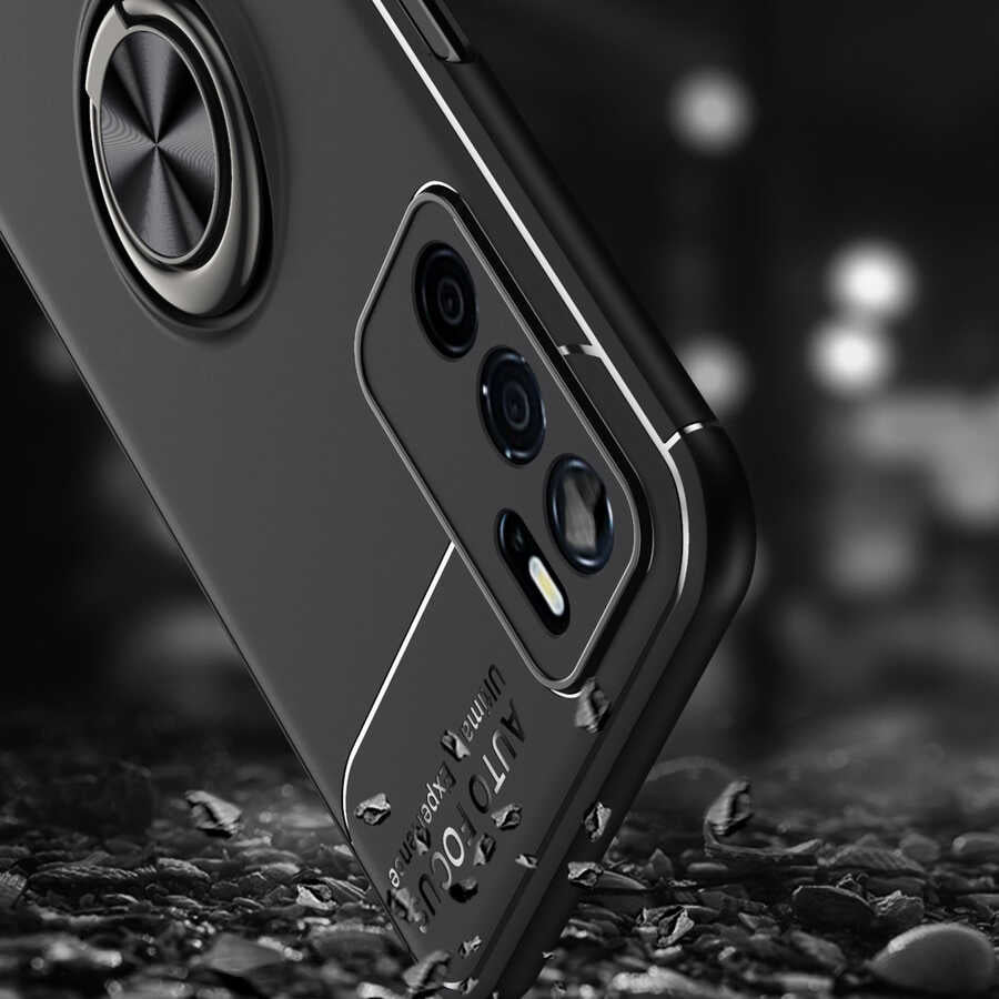 Oppo A16 Kılıf Zore Ravel Silikon Kapak Siyah-Mavi
