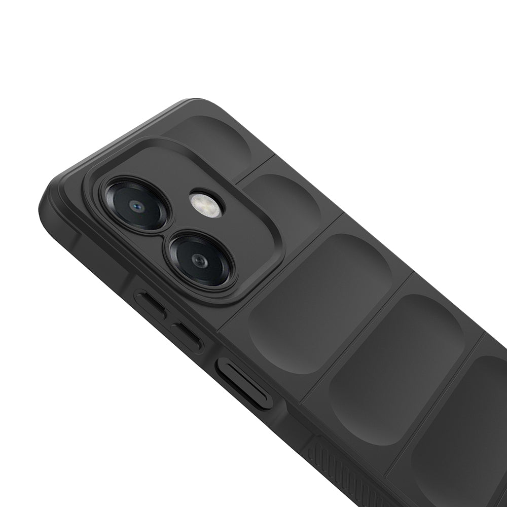 Oppo A3 Kılıf Esnek TPU Oyuklu Arka Yüzey Tasarımlı Zore Etnik Silikon Kapak Siyah