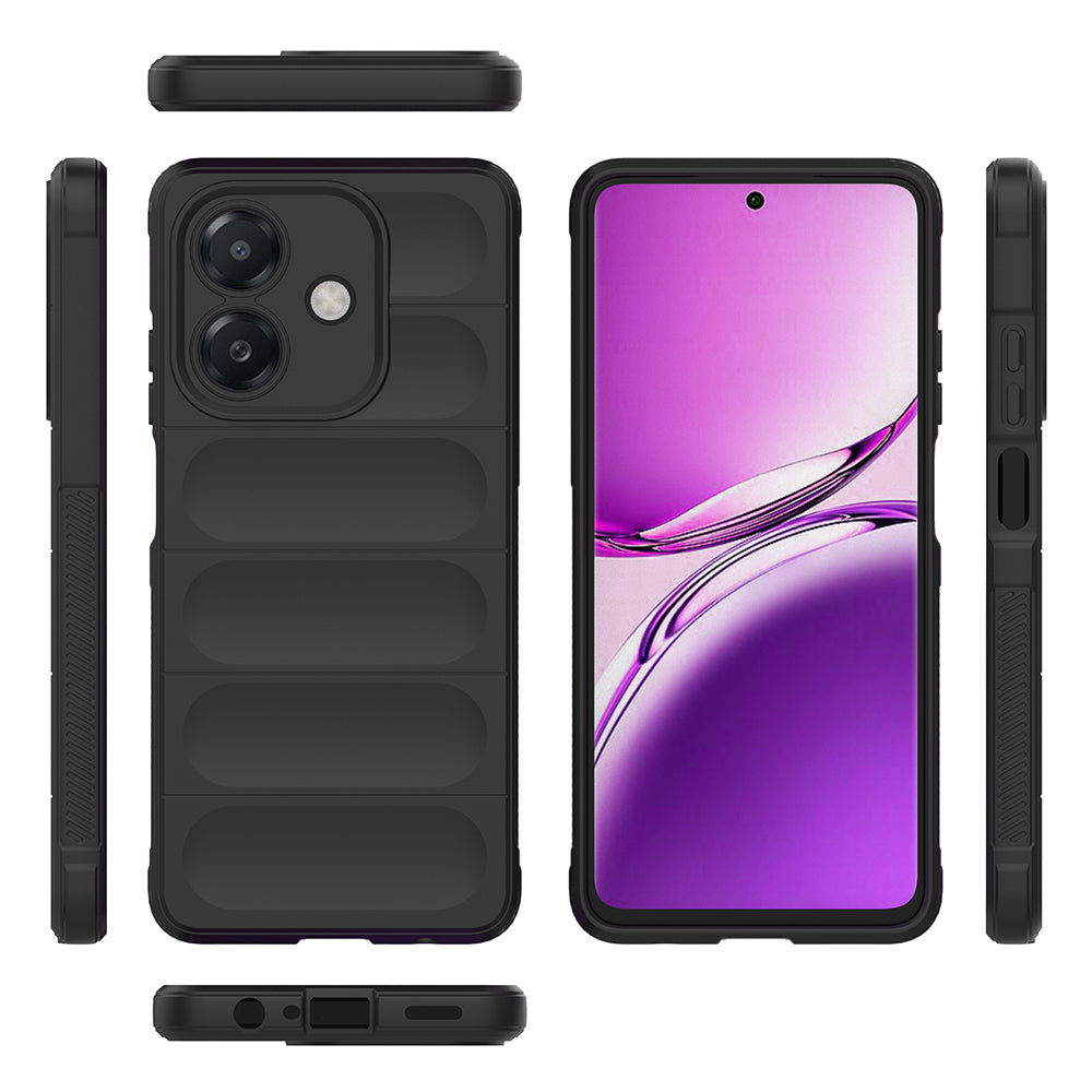 Oppo A3 Kılıf Esnek TPU Oyuklu Arka Yüzey Tasarımlı Zore Etnik Silikon Kapak Siyah