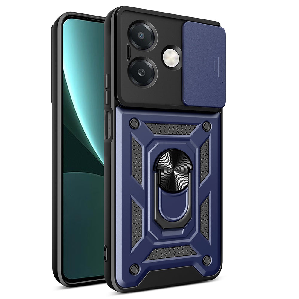 Oppo A3 Kılıf Magnetik Standlı Kamera Korumalı Zore Sürgülü Vega Kapak Siyah
