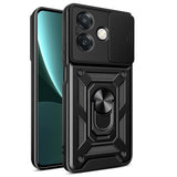 Oppo A3 Kılıf Magnetik Standlı Kamera Korumalı Zore Sürgülü Vega Kapak Siyah