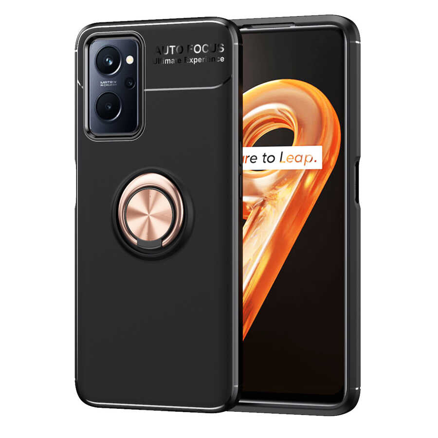 Oppo A36 Kılıf Zore Ravel Silikon Kapak Siyah-Rose Gold