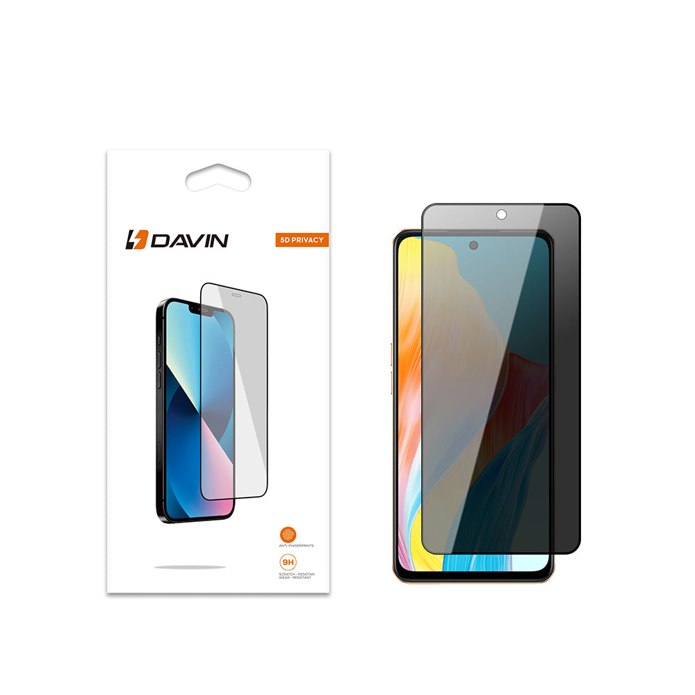 Oppo A38 Davin 5D Privacy Cam Ekran Koruyucu Siyah
