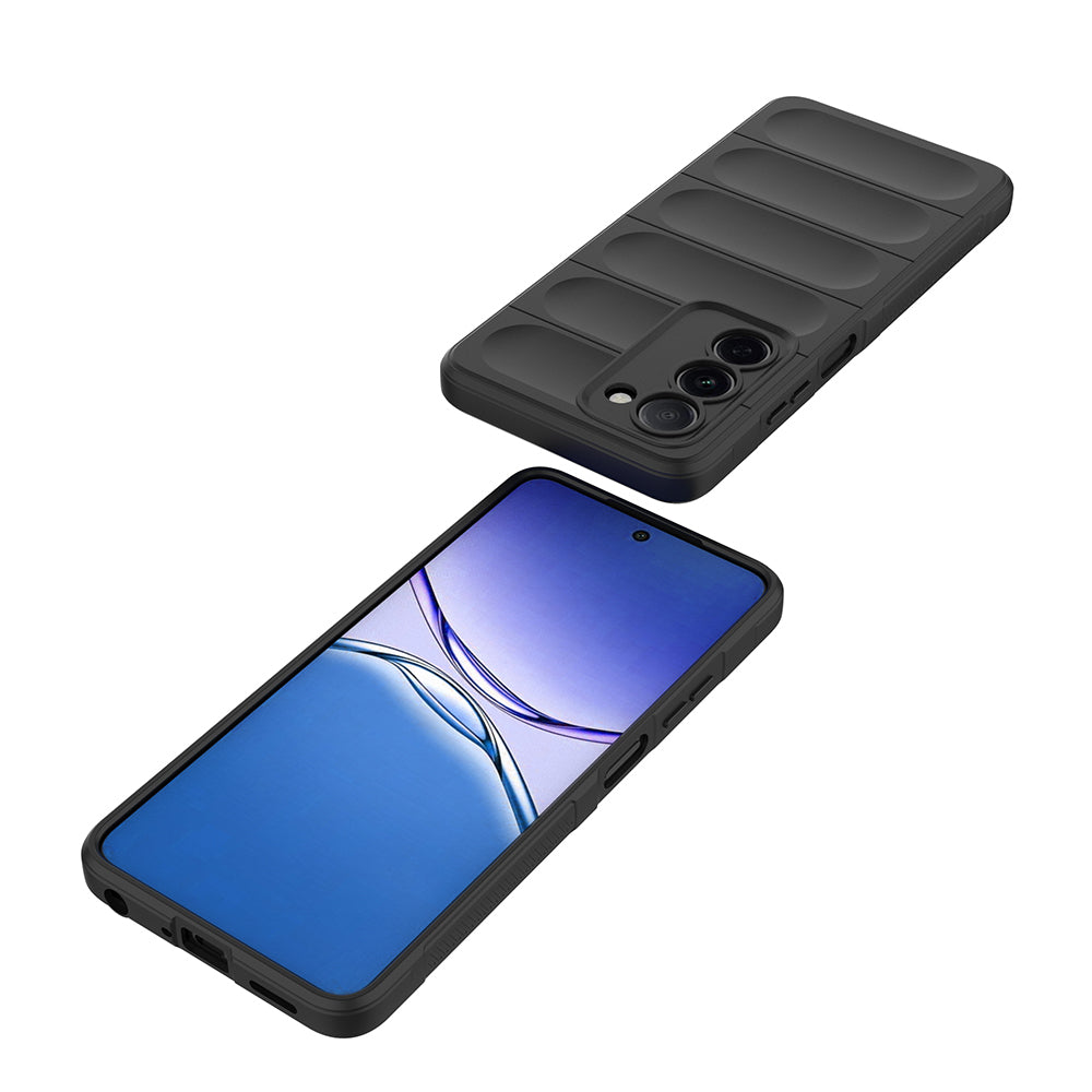 Oppo A5 Kılıf Esnek TPU Oyuklu Arka Yüzey Tasarımlı Etnik Silikon Kapak Siyah