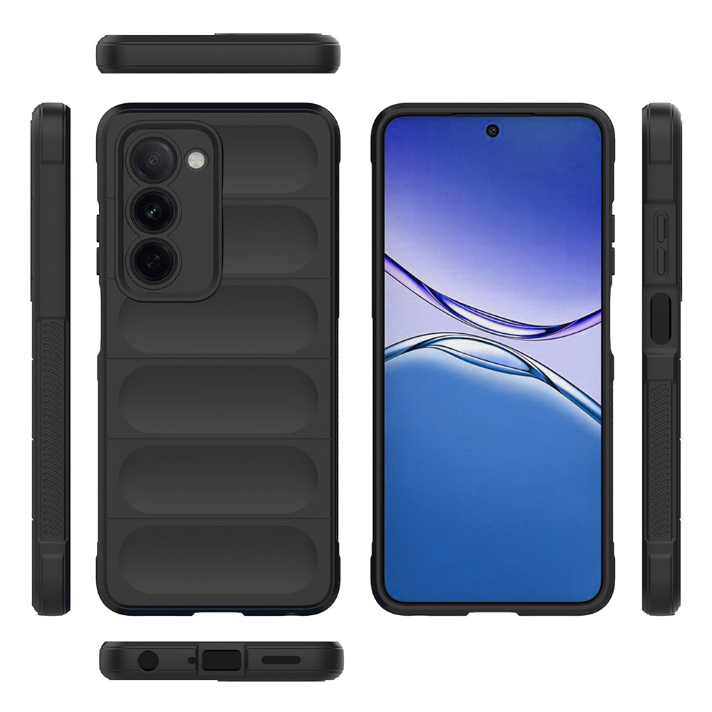 Oppo A5 Kılıf Esnek TPU Oyuklu Arka Yüzey Tasarımlı Etnik Silikon Kapak Siyah