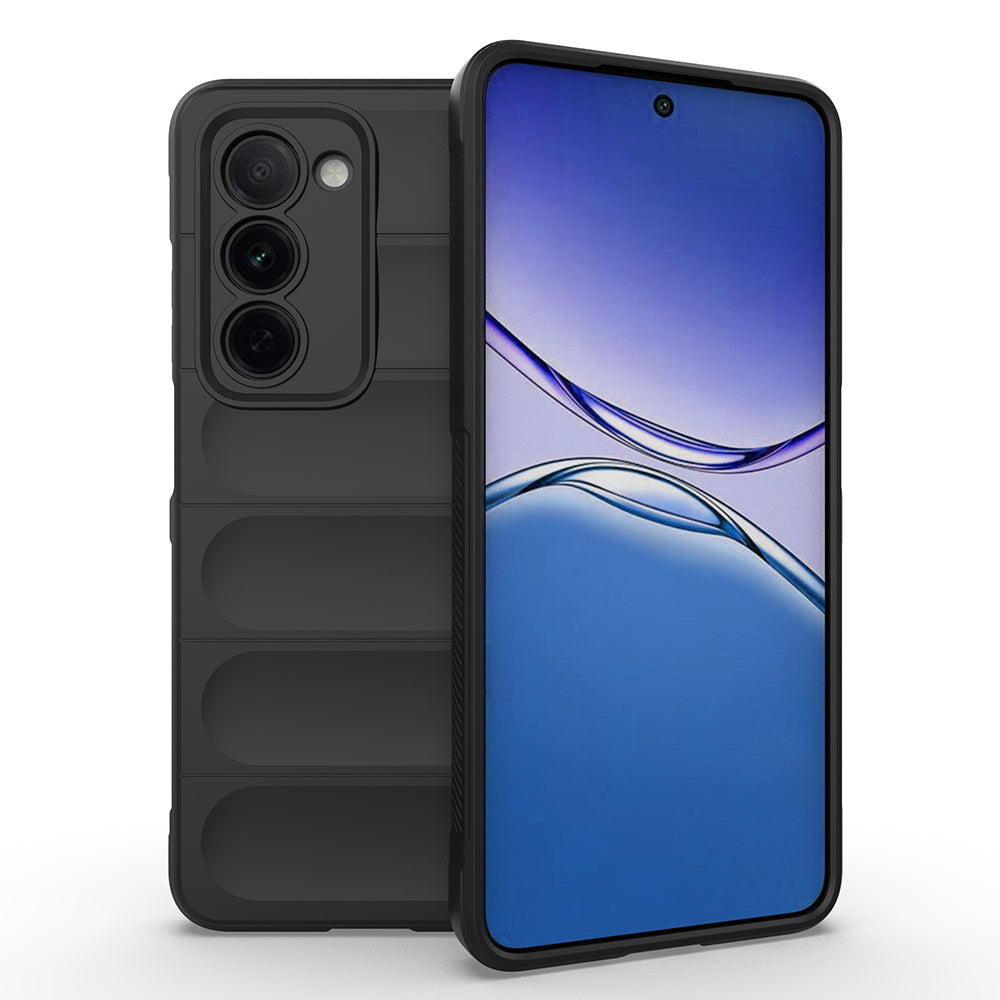 Oppo A5 Kılıf Esnek TPU Oyuklu Arka Yüzey Tasarımlı Etnik Silikon Kapak Siyah