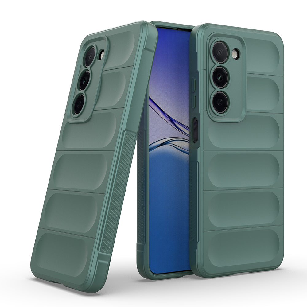 Oppo A5 Kılıf Esnek TPU Oyuklu Arka Yüzey Tasarımlı Etnik Silikon Kapak Koyu Yeşil
