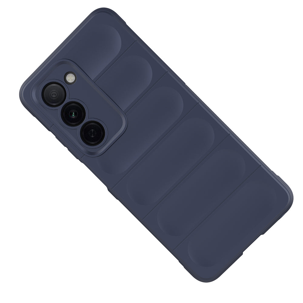Oppo A5 Kılıf Esnek TPU Oyuklu Arka Yüzey Tasarımlı Etnik Silikon Kapak Lacivert