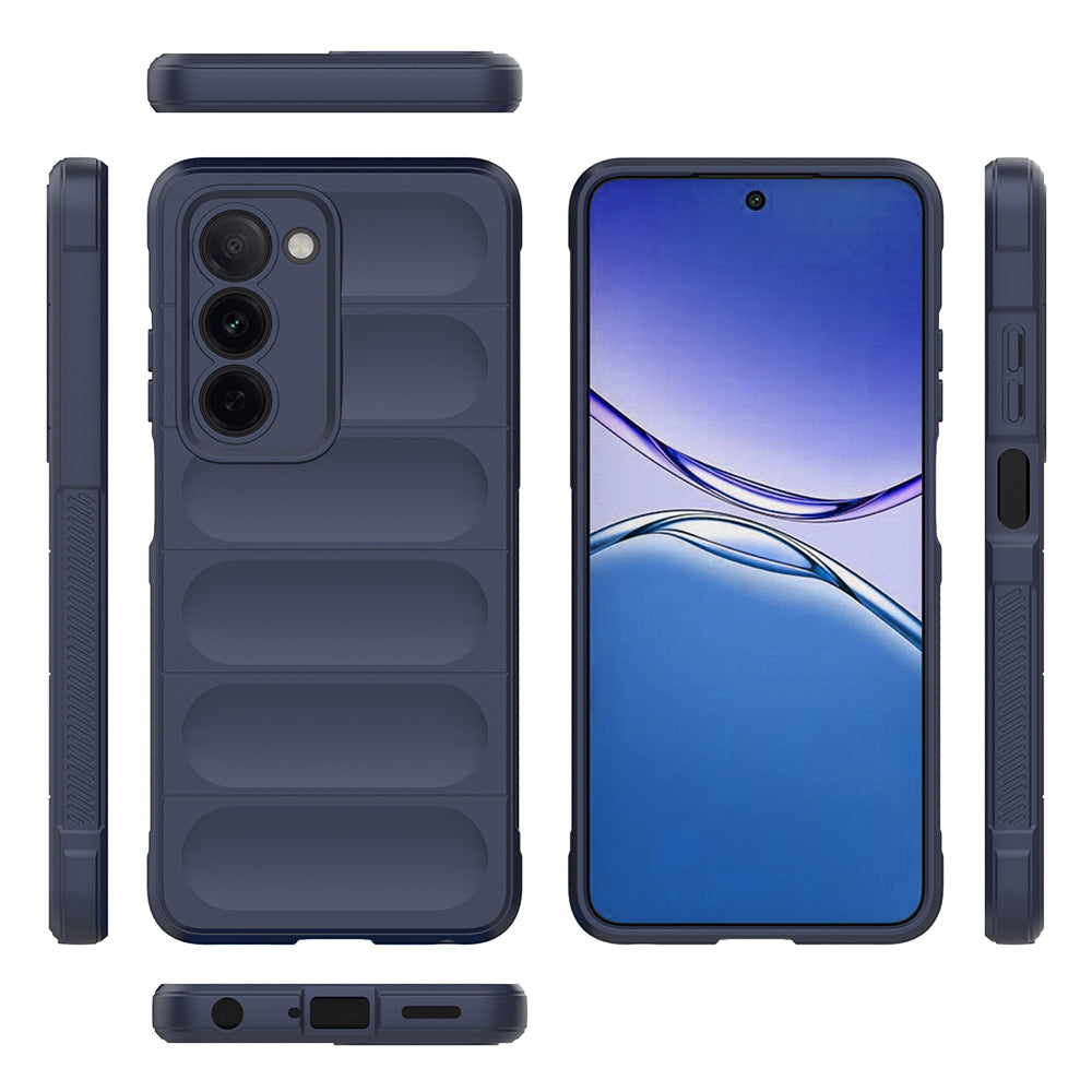 Oppo A5 Kılıf Esnek TPU Oyuklu Arka Yüzey Tasarımlı Etnik Silikon Kapak Lacivert