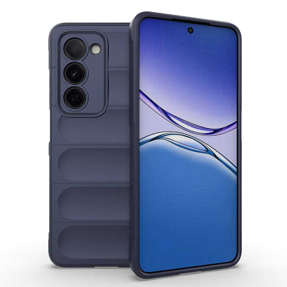 Oppo A5 Kılıf Esnek TPU Oyuklu Arka Yüzey Tasarımlı Etnik Silikon Kapak Lacivert
