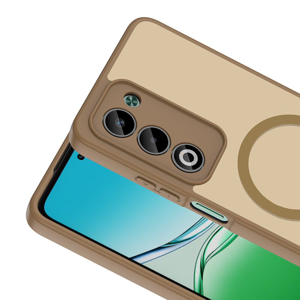 Oppo A5 Kılıf M-safe Şarj Özellikli Zore Babet Kapak Kahverengi