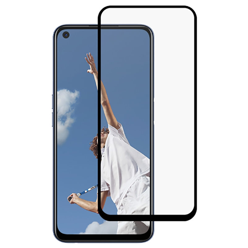 Oppo A52 Zore Kenarları Kırılmaya Dayanıklı Cam Ekran Koruyucu Siyah