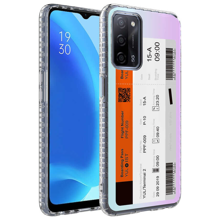 Oppo A54 4G Kılıf Airbag Kenarlı Renkli Desenli Silikon Zore Elegans Kapak NO1