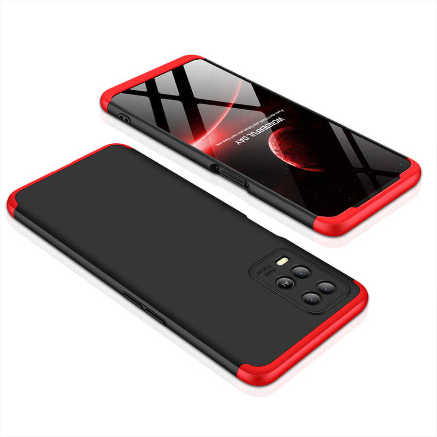 Oppo A54 4G Kılıf Zore Ays Kapak Siyah-Kırmızı