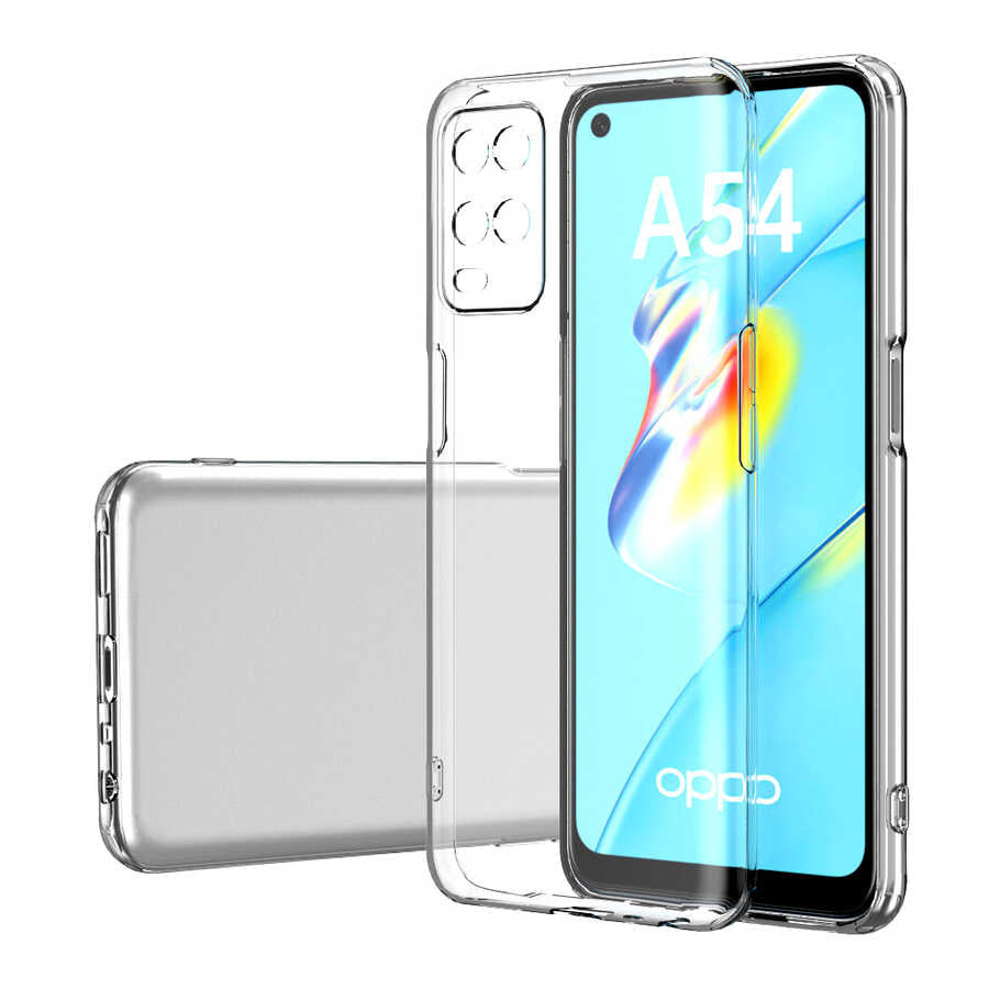 Oppo A54 4G Kılıf Zore Kamera Korumalı Süper Silikon Kapak Renksiz