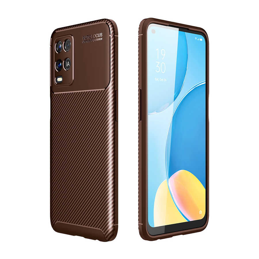 Oppo A54 4G Kılıf Zore Negro Silikon Kapak Kahverengi