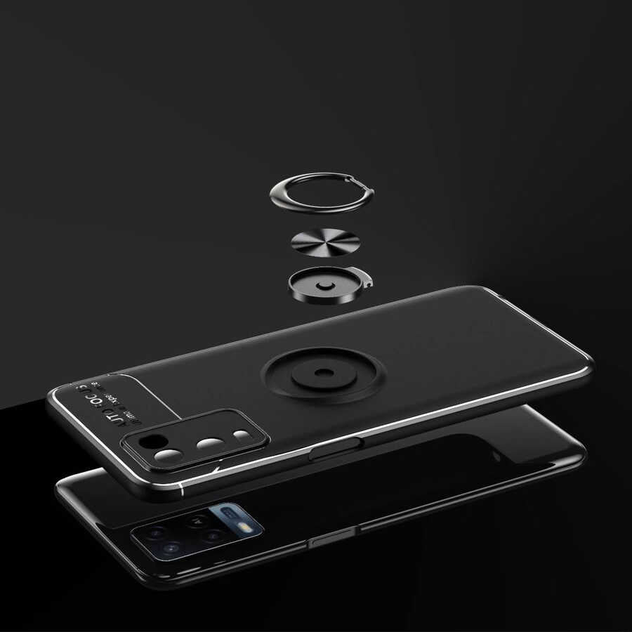 Oppo A54 4G Kılıf Zore Ravel Silikon Kapak Siyah-Kırmızı