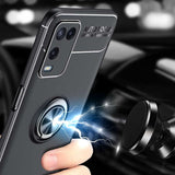 Oppo A54 4G Kılıf Zore Ravel Silikon Kapak Siyah-Mavi