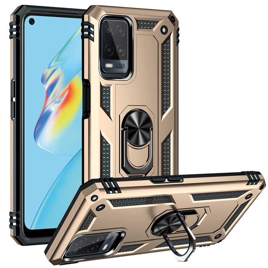 Oppo A54 4G Kılıf Zore Vega Kapak Gold