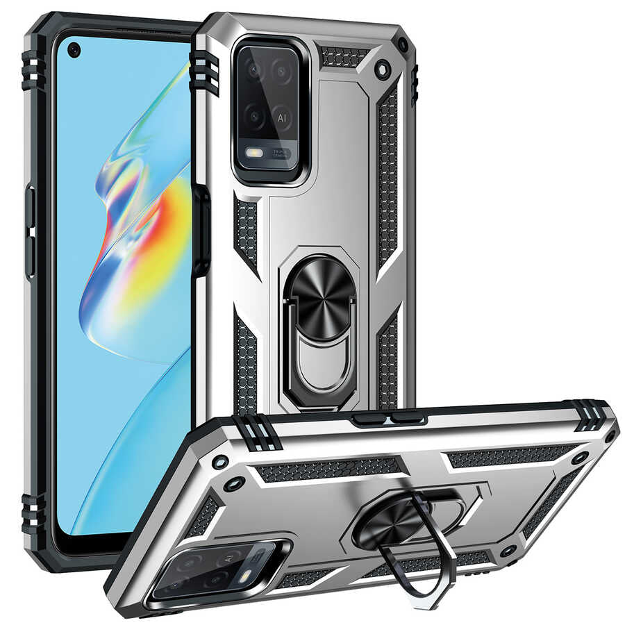 Oppo A54 4G Kılıf Zore Vega Kapak Gri