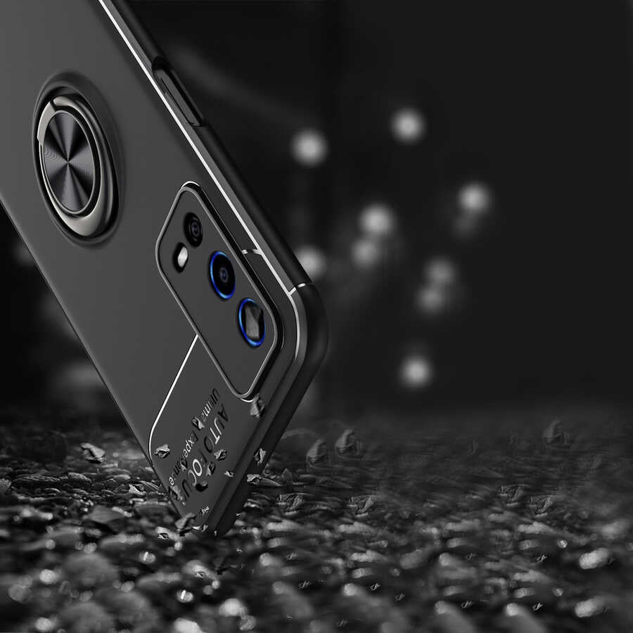 Oppo A55 4G Kılıf Zore Ravel Silikon Kapak Siyah-Mavi